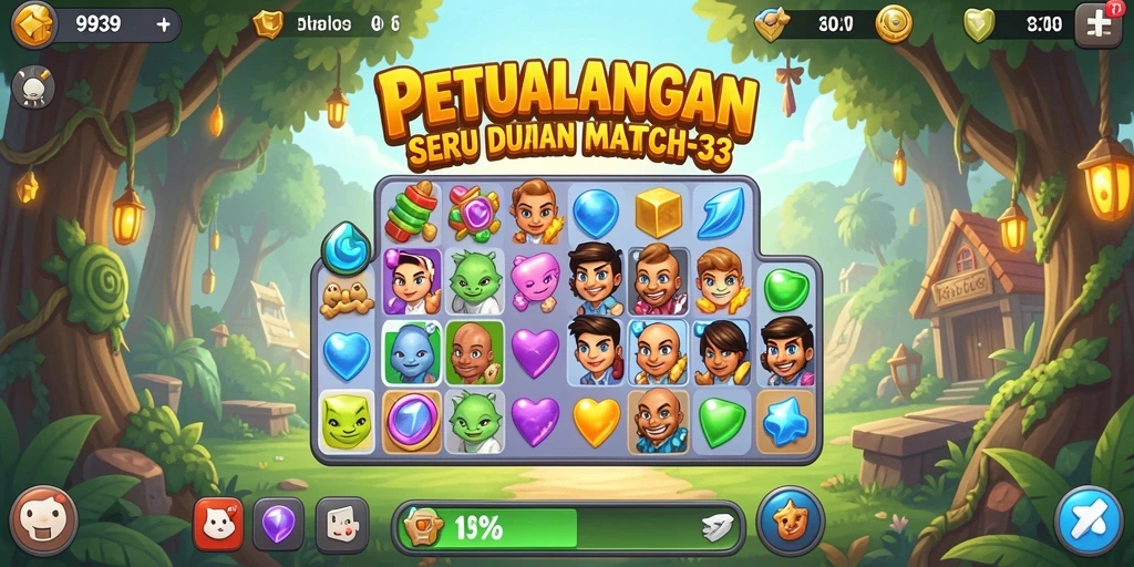 Tangkapan layar permainan 9939 menampilkan aksi mencocokkan buah-buahan.