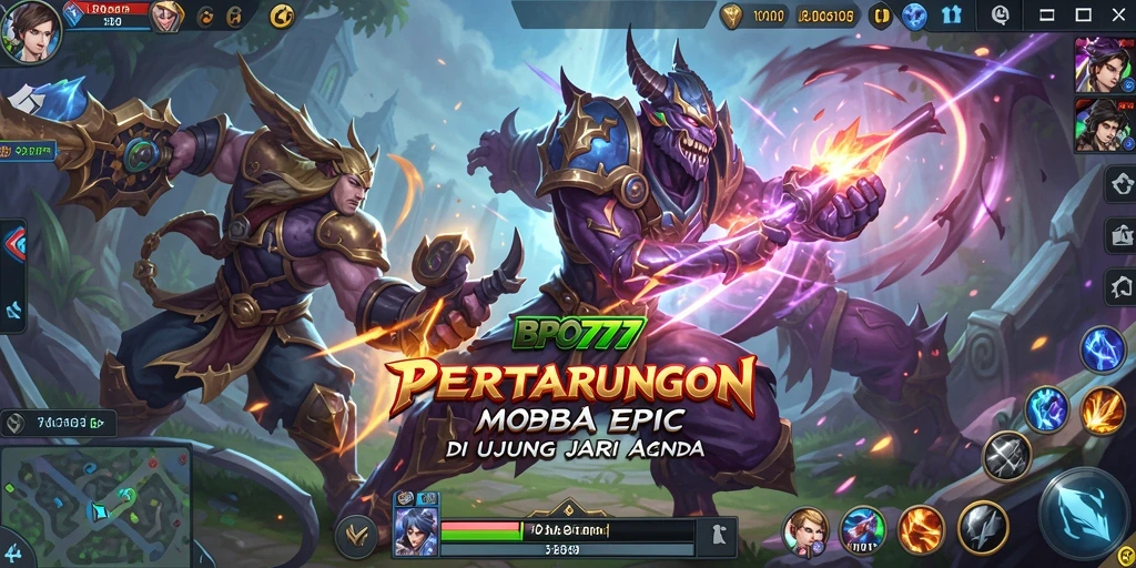 Gameplay MOBA yang intens dan seru dalam BPO777.
