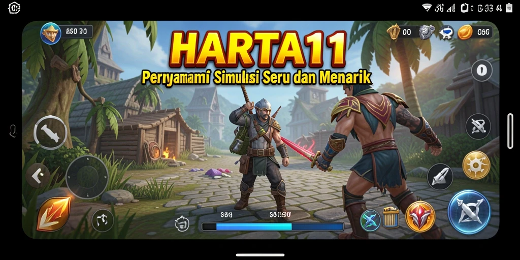 Tangkapan layar utama HARTA11 menunjukkan gameplay simulasi yang mendalam.