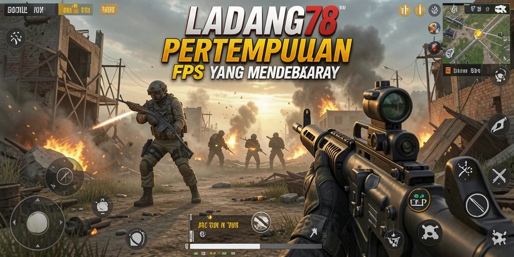 Tampilan gameplay menegangkan dari LADANG78 dengan aksi FPS intens.