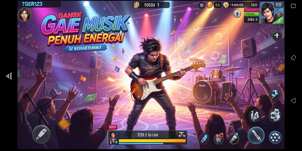 Tangkapan layar TGER123 menampilkan pemain yang menikmati gameplay musik yang interaktif.