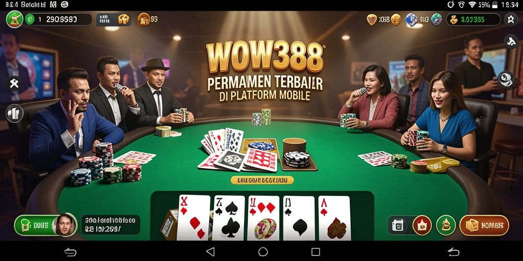 Tampilan gameplay seru pada aplikasi poker WOW388.